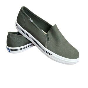 Keds Double Decker Canvas Slip On Shoes | Women's Size 9.5 | Olive Green